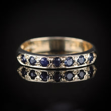 Load image into Gallery viewer, Vintage Blue sapphire band in yellow gold