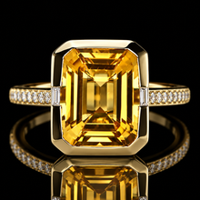 Load image into Gallery viewer, SPECIAL!  Vibrant Citrine and diamond ring in 14k yellow gold by EFFY