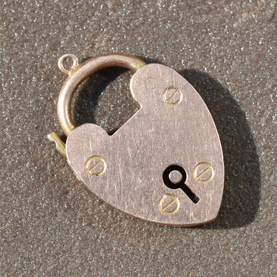 Estate vintage heart padlock in 15k rose gold