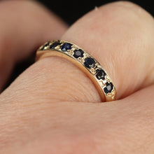 Load image into Gallery viewer, Vintage Blue sapphire band in yellow gold