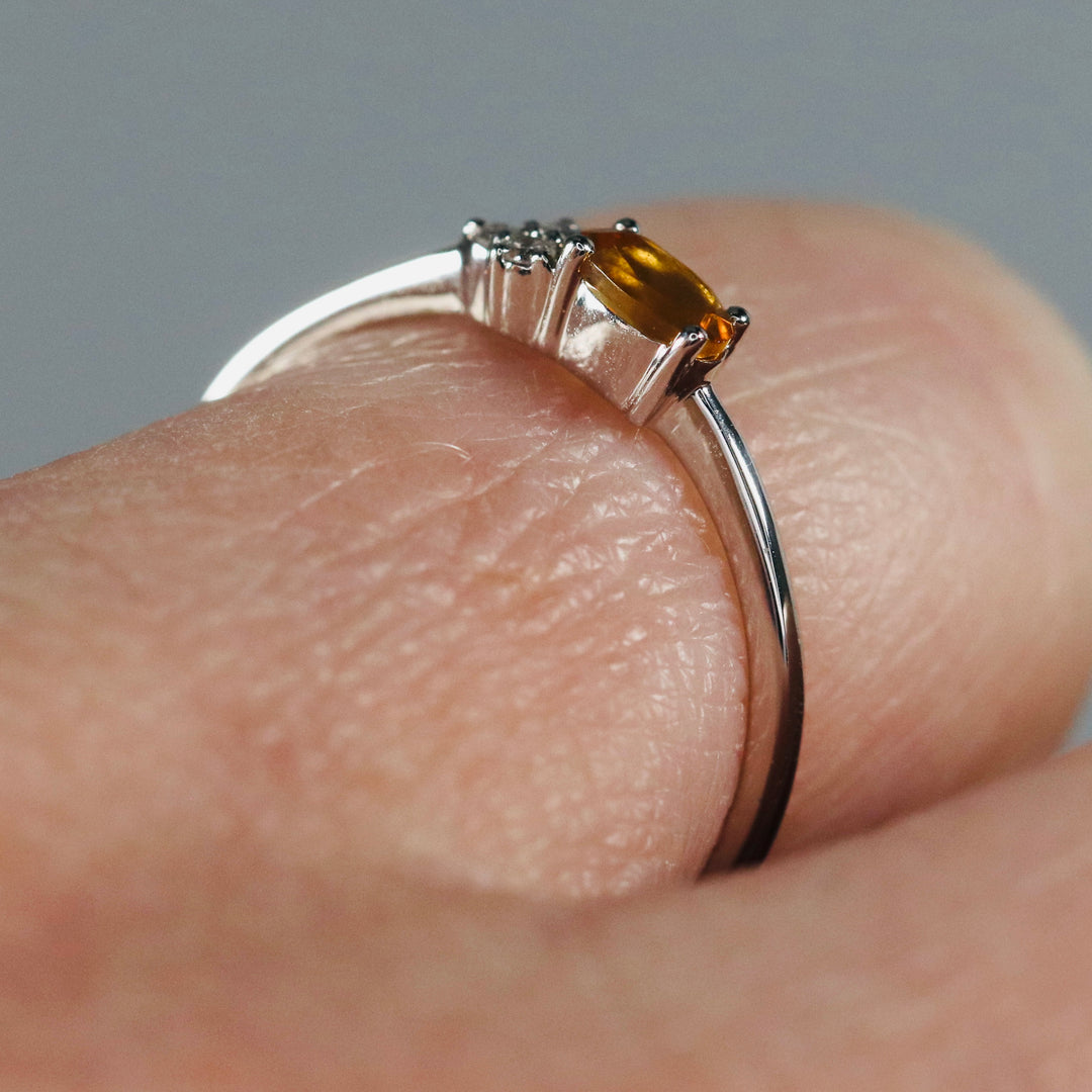 CLEARANCE!  Citrine and diamond ring in white gold