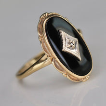 Load image into Gallery viewer, 30% OFF!  Classic estate vintage onyx and diamond ring in yellow gold
