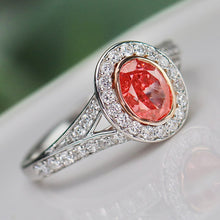 Load image into Gallery viewer, SPECIAL!  Oval shaped pink lab grown diamond ring in 14k white &amp; rose gold