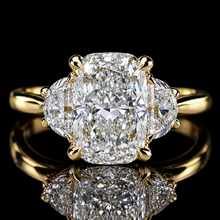 Load image into Gallery viewer, SPECIAL!  3.88ctw cushion cut lab grown diamond ring in 14k yellow gold