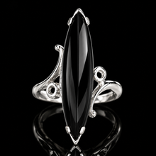 Load image into Gallery viewer, 40% OFF!  Estate vintage navette onyx ring in white gold