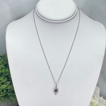Load image into Gallery viewer, Blue sapphire and diamond evil eye necklace in 14k white gold by Effy