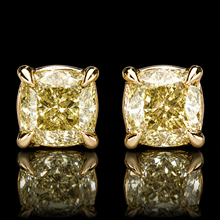 Load image into Gallery viewer, SPECIAL!  Lab grown 2ctw yellow Diamond studs in 14k yellow gold