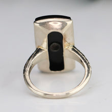 Load image into Gallery viewer, Classic estate vintage onyx and diamond ring in 14k white gold