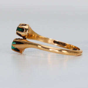 SPECIAL: Vintage emerald bypass ring in 14k yellow gold