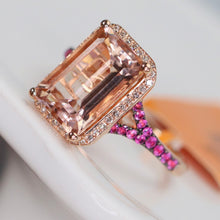 Load image into Gallery viewer, Morganite, pink sapphire, and diamond ring in 14k rose gold by Effy