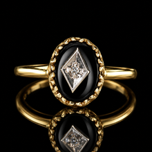 Load image into Gallery viewer, SPECIAL!  Classic vintage onyx and diamond ring in yellow gold