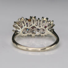 Load image into Gallery viewer, 40% OFF!  Estate vintage triple cluster ruby and diamond ring in 18k white gold