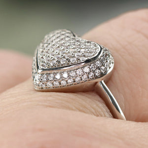 Sterling Silver studded CZ heart ring