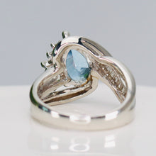 Load image into Gallery viewer, Estate Aquamarine and diamond ring in platinum *onyx deal*