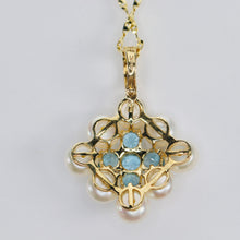 Load image into Gallery viewer, 14k Yellow gold pearl and blue topaz enhancer pendant