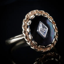 Load image into Gallery viewer, Vintage onyx and diamond ring in yellow gold from Manor Jewels