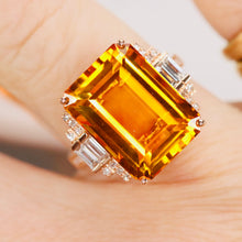 Load image into Gallery viewer, Emerald cut Citrine and diamond ring in 14k rose gold by Effy
