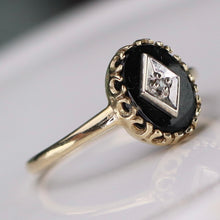 Load image into Gallery viewer, SPECIAL!  Classic vintage onyx and diamond ring in yellow gold