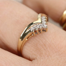 Load image into Gallery viewer, Diamond Chevron ring in 14k yellow gold