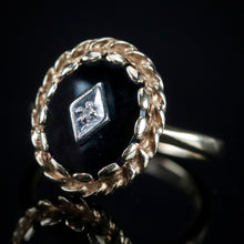 Load image into Gallery viewer, Vintage onyx and diamond ring in yellow gold from Manor Jewels