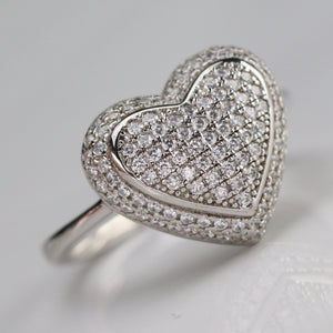 Sterling Silver studded CZ heart ring