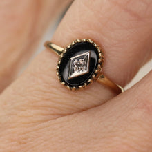Load image into Gallery viewer, SPECIAL!  Classic vintage onyx and diamond ring in yellow gold