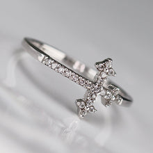Load image into Gallery viewer, Sterling silver CZ cross ring
