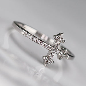 Sterling silver CZ cross ring
