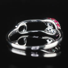 Load image into Gallery viewer, 14k white gold gemstone safety pin ring