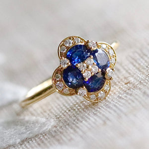 50% OFF!  Sapphire and diamond cluster ring in 14k yellow gold *onyx deal*