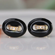 Load image into Gallery viewer, SPECIAL!  EFFY Onyx and diamond earrings in 14k yellow gold
