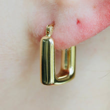 Load image into Gallery viewer, Puffed squared hoops in 14k yellow gold
