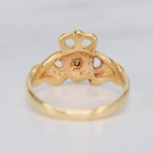 Load image into Gallery viewer, Diamond claddagh ring in yellow gold