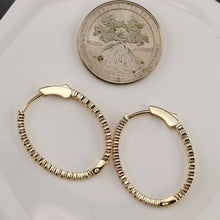 Load image into Gallery viewer, 0.955ctw Lab Grown diamond oval hoops in 14k yellow gold