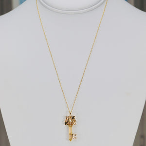Heavy diamond key necklace in 18k yellow gold