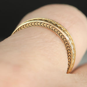 Preloved wheat patterned band in 18k yellow gold