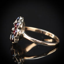 Load image into Gallery viewer, SPECIAL: Vintage rose cut Garnet cluster ring in yellow gold