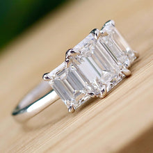 Load image into Gallery viewer, The Charlotte - 3 stone 3.03ctw lab grown emerald cut diamond ring in platinum