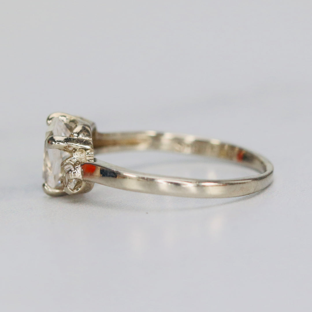 SPECIAL!!  White synthetic spinel ring in white gold