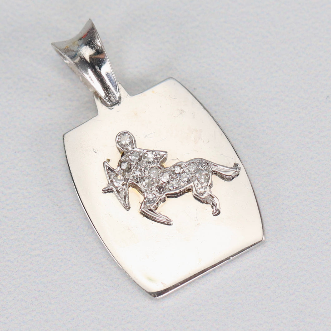Diamond Sagittarius pendant in 18k white gold