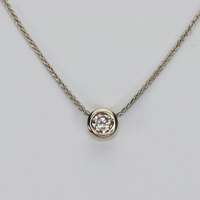 Diamond solitaire slider necklace in 14k white gold