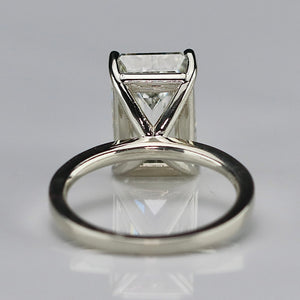6.03ct emerald cut lab grown solitaire diamond ring in 14k white gold