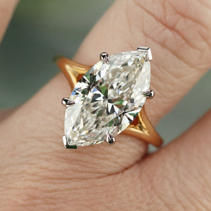 MANOR ROYAL: The Isla - 18k/Platinum 6.04ct Marquise lab grown diamond ring F VS1 with IGI report