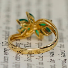 Load image into Gallery viewer, Vintage ring with emeralds in 14k yellow gold from Manor Jewels
