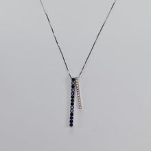 Load image into Gallery viewer, Blue and white lab grown sapphire necklace in white gold