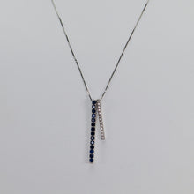 Load image into Gallery viewer, Blue and white synthetic sapphire necklace in white gold