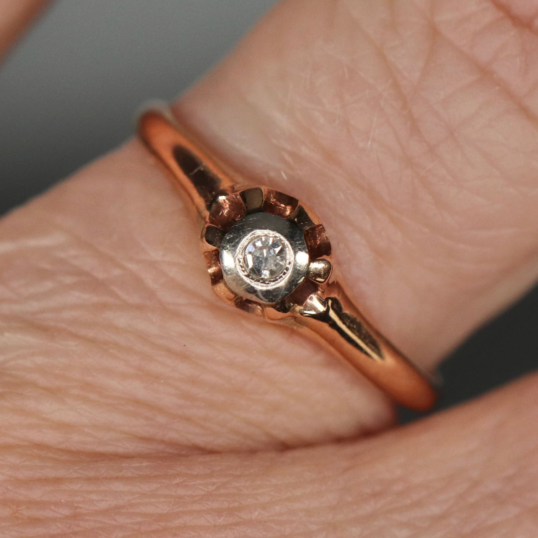 Victorian antique diamond ring in rose gold from Manor Jewels