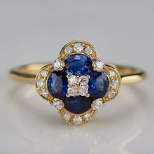 Load image into Gallery viewer, 50% OFF!  Sapphire and diamond cluster ring in 14k yellow gold *onyx deal*
