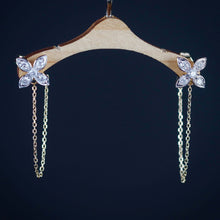 Load image into Gallery viewer, Diamond flower chain loop earrings in 14k yellow gold