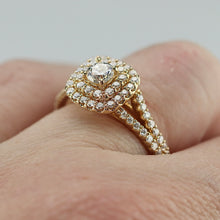 Load image into Gallery viewer, 50% OFF!  Double halo lab grown diamond ring in 14k yellow gold
